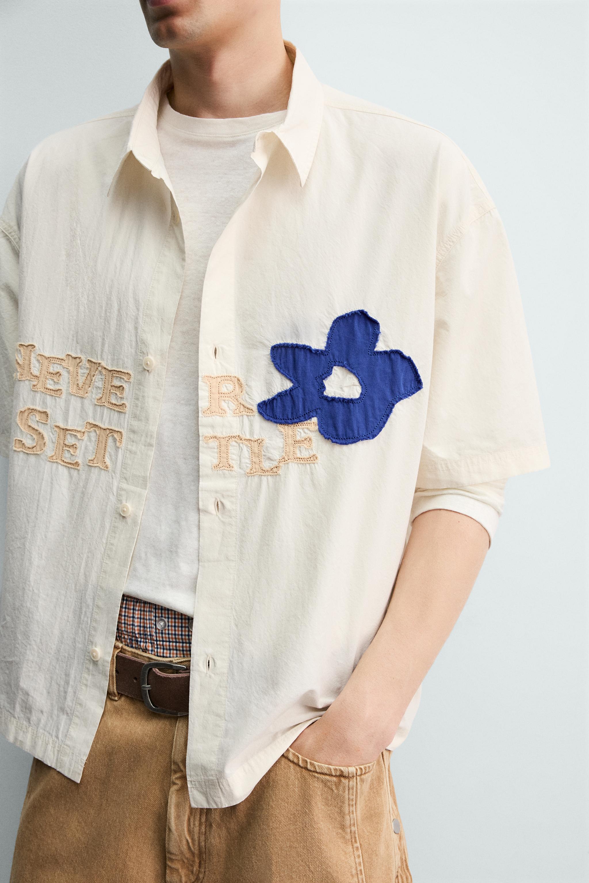 RELAXED FIT TEXT PATCH SHIRT